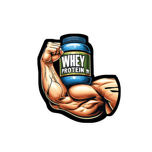 Whey Protein Muscle - Workout Sticker for Car Window Laptop Sticker. Water Bottle Sticker, Vinyl Protein Decal, Whey Sticker - Workout Gift