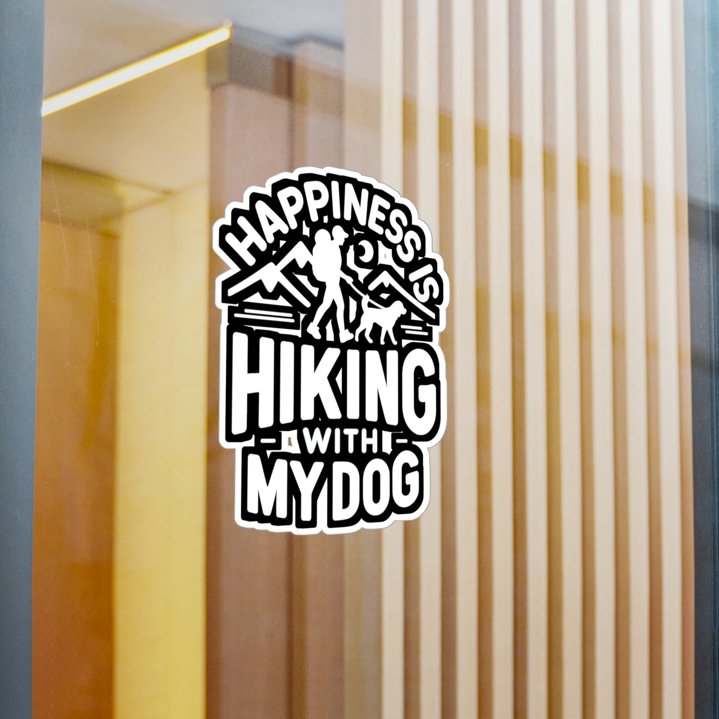 Happiness Is Hiking With My Dog  - Hiking Sticker for Laptop Sticker. Water Bottle Sticker, Vinyl Hiker Decal - Hiking Gift