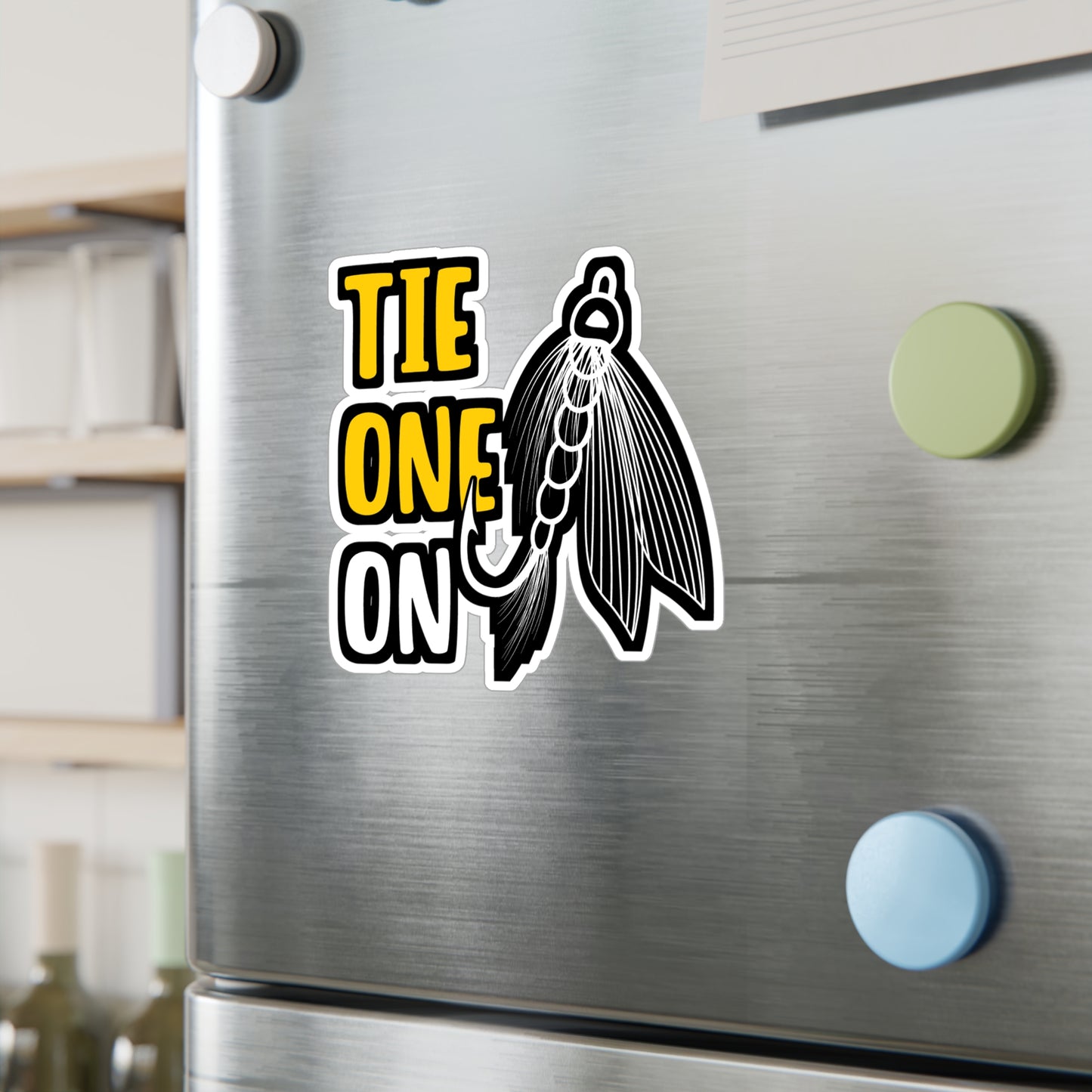 Tie One On Fly Fishing | Fishing Sticker | Angling Decals | Lake Laptop Sticker | Fishing Gift | Angling Gift