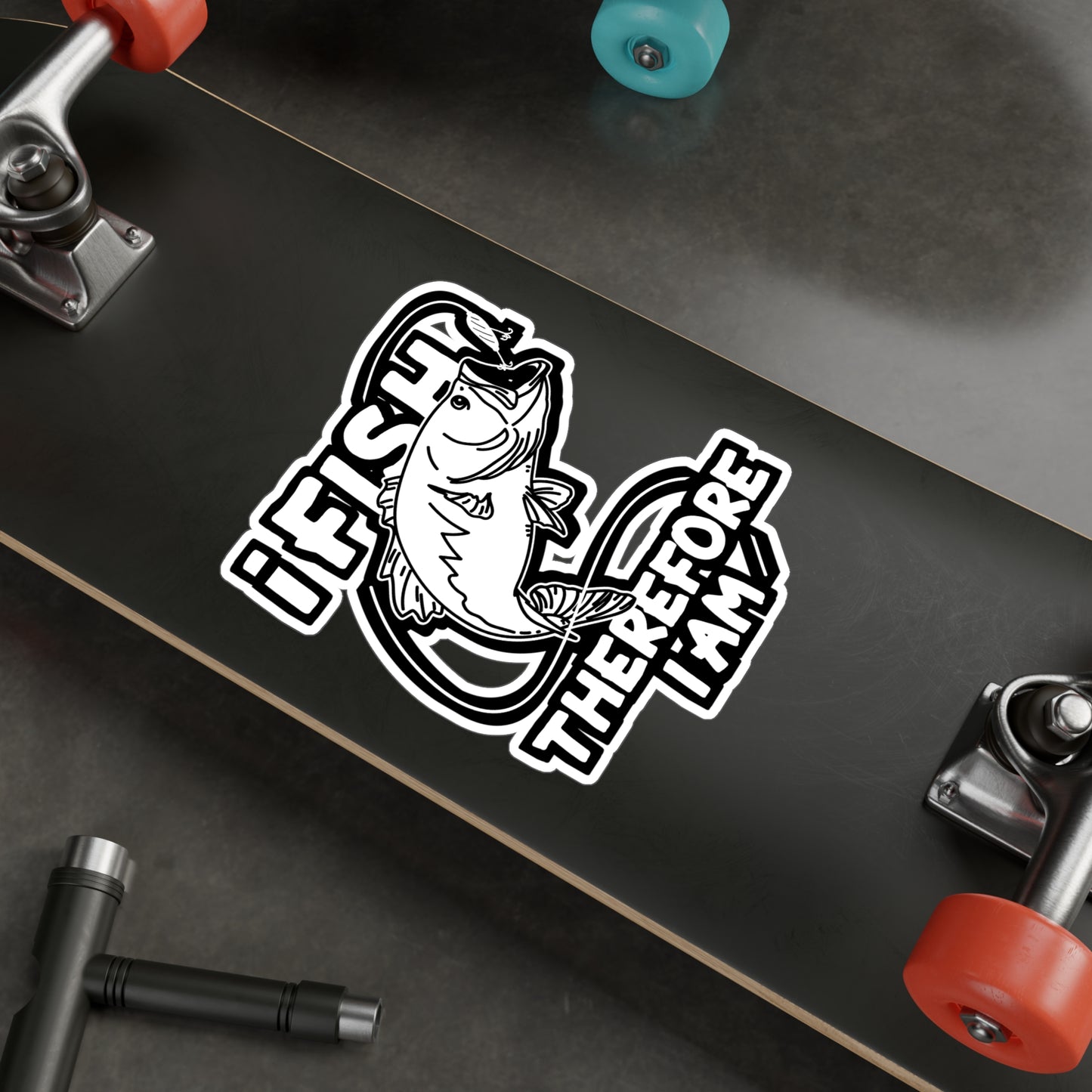 I Fish Therefore I Am - Fishing Sticker for Laptop Sticker. Water Bottle Sticker, Vinyl Angling Decal - Fishing Gift