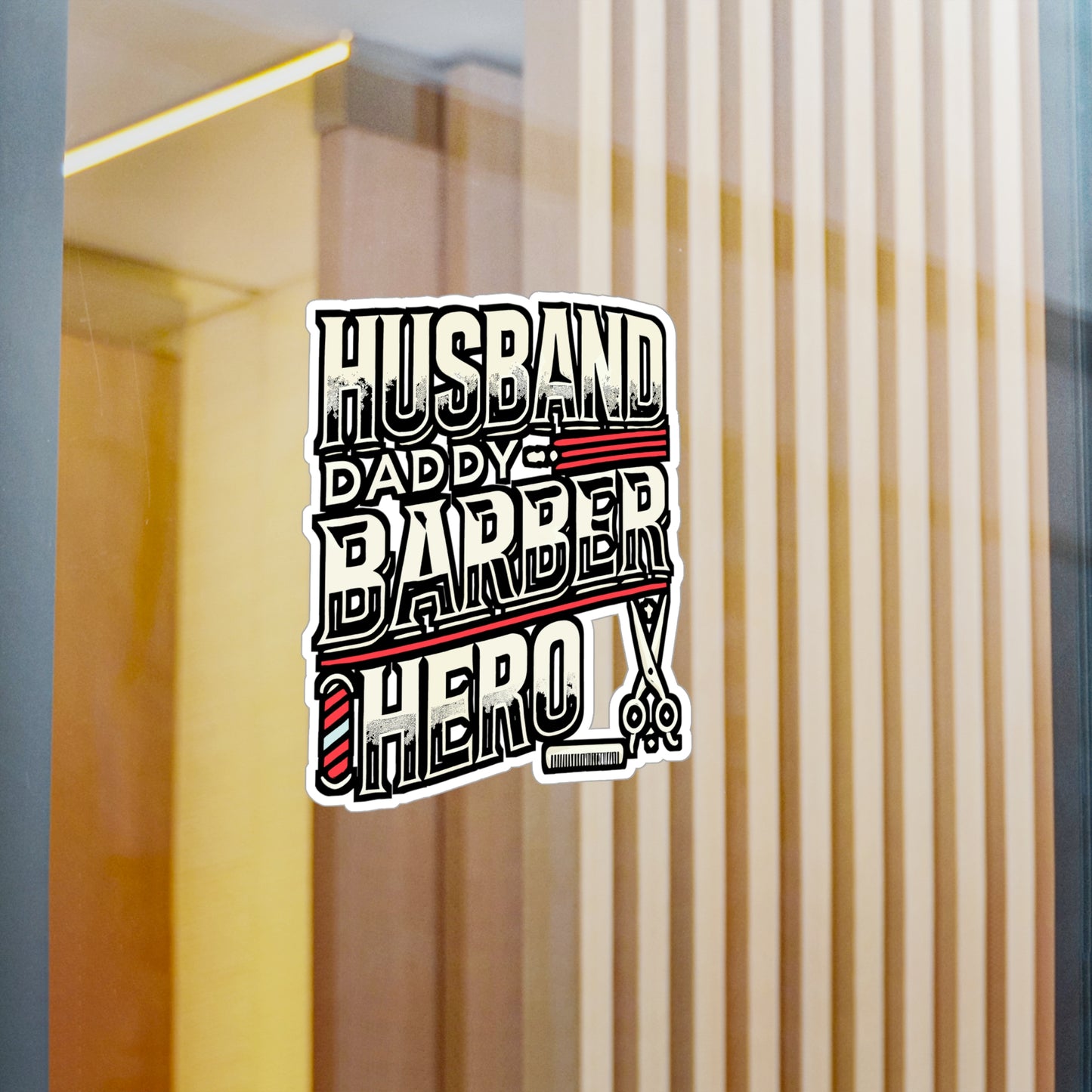 Husband Daddy Barber Hero – Vinyl Sticker for Laptop or Water Bottle | Trimmer Decal & Funny Barber Gift