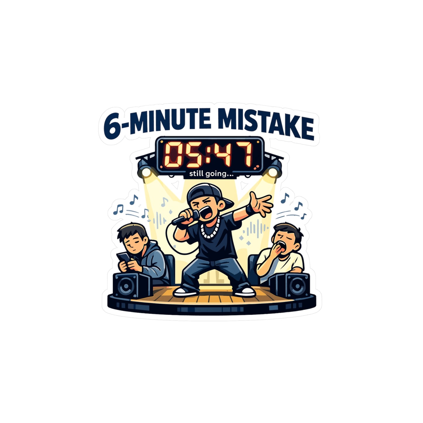 Karaoke Sticker "6-minute mistake" Funny Decals for Laptop or Water Bottle, Waterproof Vinyl Music Beer Booze Design