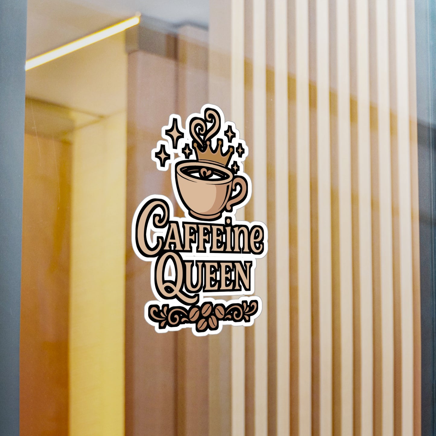 Caffeine Sticker – Caffeine Queen Decals for Coffee Lovers, Waterproof Vinyl Sticker for Laptop, Water Bottle, Morning Motivation Gift
