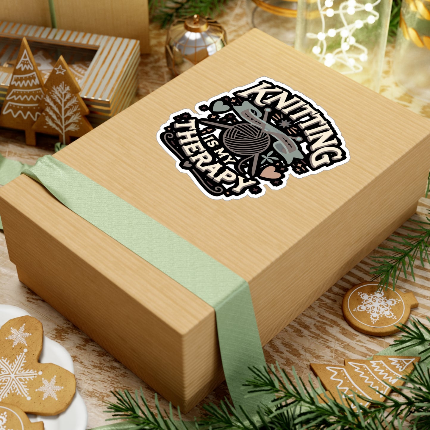 Knitting Is My Therapy - Knitting Sticker for Laptop Sticker. Water Bottle Sticker, Vinyl Yarn Decal - Knitting Gift