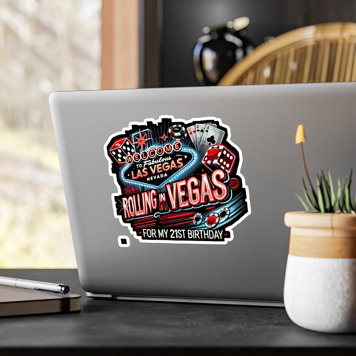 Rolling In Vegas For My 21st Birthday - Las Vegas Sticker for Laptop Sticker. Water Bottle Sticker, Vinyl 21st birthday Decal - Las Vegas Gift