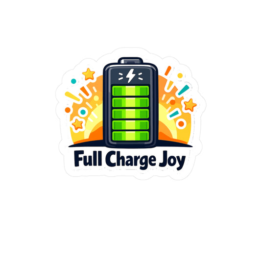 E-Bike Sticker Full Charge Joy Electric Bike Ecycling Design, Waterproof Vinyl Decals for Laptop, Water Bottle, E Cyclist Gift