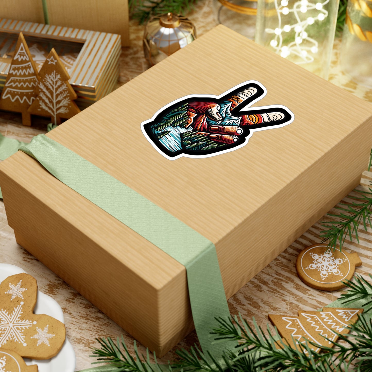 Peace Outdoor Forest Camping - Camping Sticker for Laptop, Wall Sticker. Water Bottle Sticker, Vinyl Adventure Decal - Camping Gift