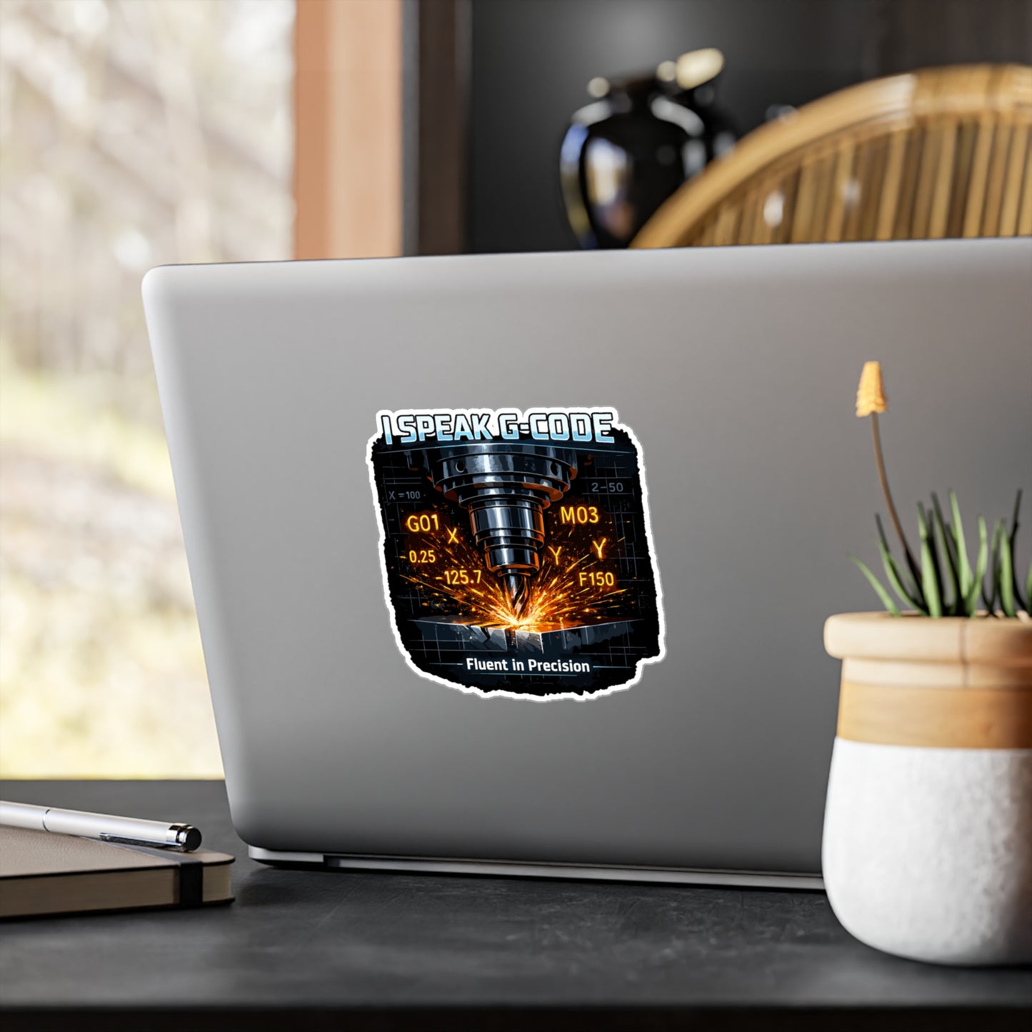 Machinist Sticker I Speak G-Code CNC Machining Decals, Waterproof Vinyl for Laptop & Water Bottle, Numerically Controlled Shop Gift