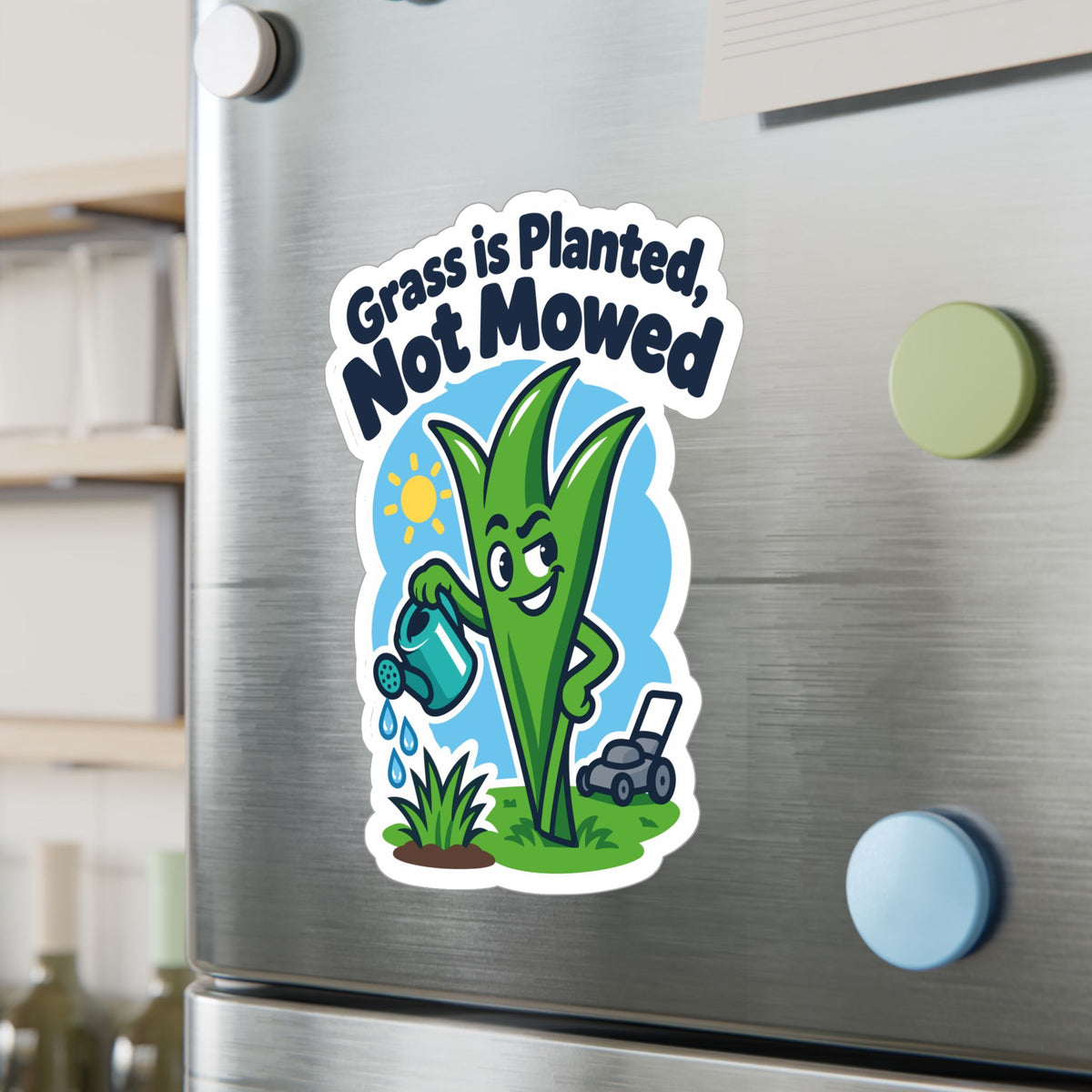 Plants Sticker - Grass is Planted, Not Mowed - Nature-Inspired Dandelion decals for Laptop or Water Bottle, Friendship Gift
