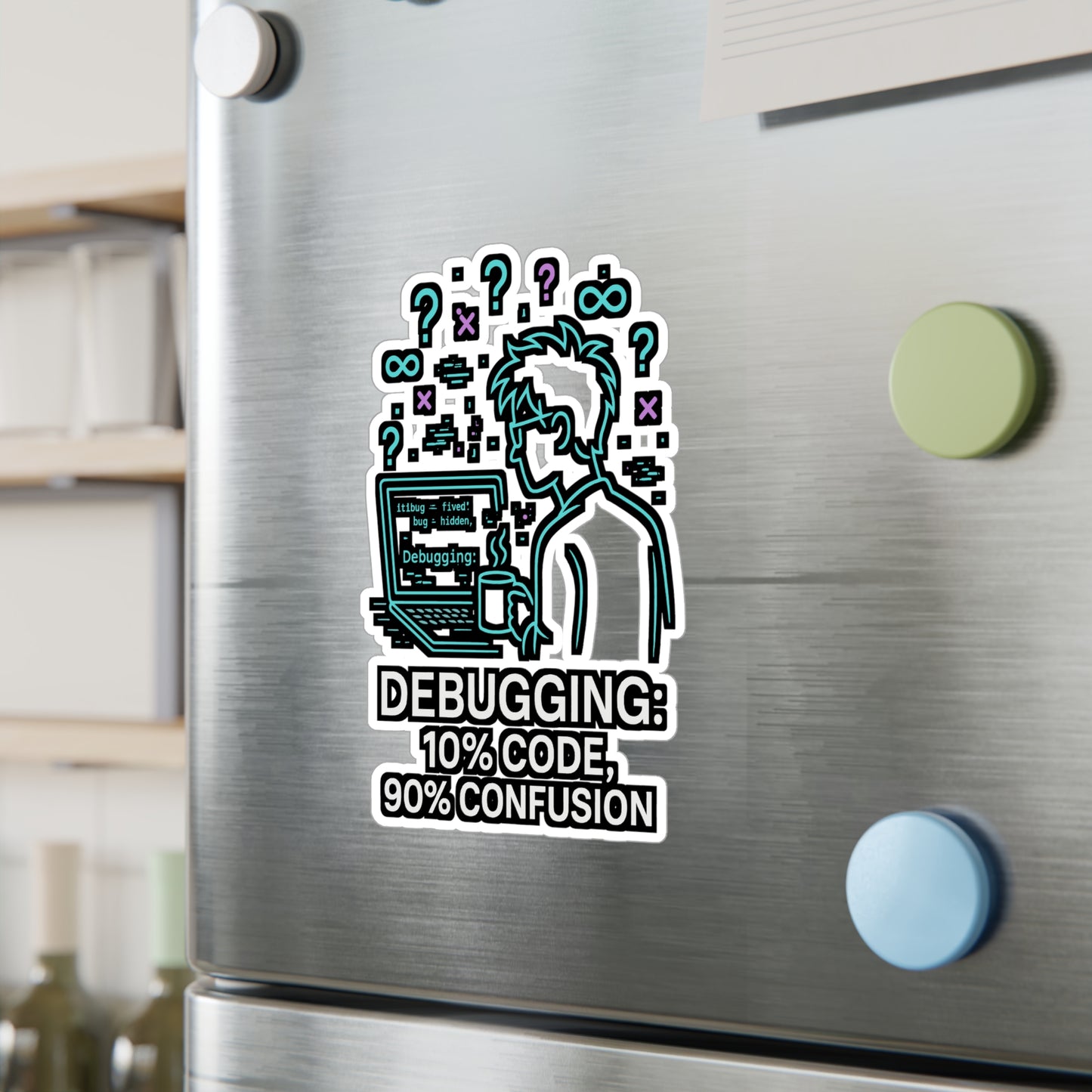 Programming Sticker – Fun "Debugging: 10% Code, 90% Confusion" Decals for Developers & Coders, Waterproof Vinyl for Laptop or Water Bottle