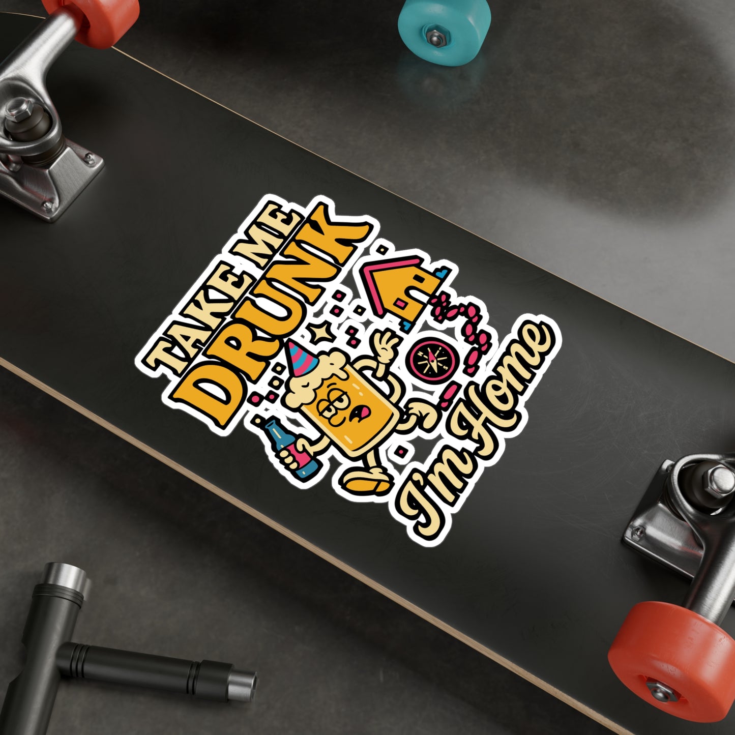 Take Me Drunk I’m Home – Funny Malt Sticker for Car, Laptop, Water Bottle & Beer Lover Gifts