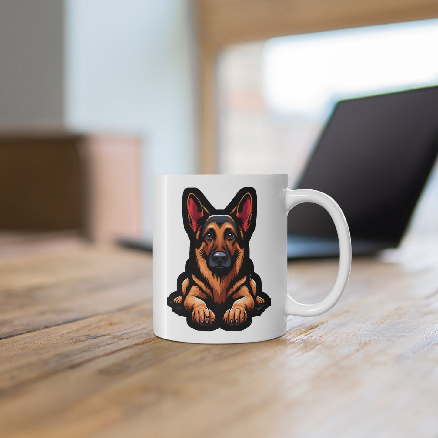 German Shepherd - German Mug for Coffee 11oz. German Cup, White ceramic, Shepherd Mug, Guard Tea Cup - German Gift