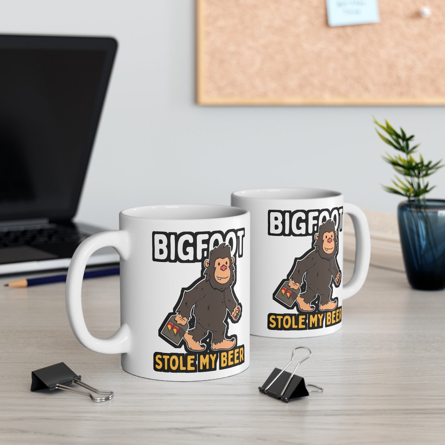 Bigfoot Stole My Beer - Beer Mug for Coffee 11oz. Beer Cup, White ceramic, Drinking Mug, Liquor Tea Cup - Beer Gift