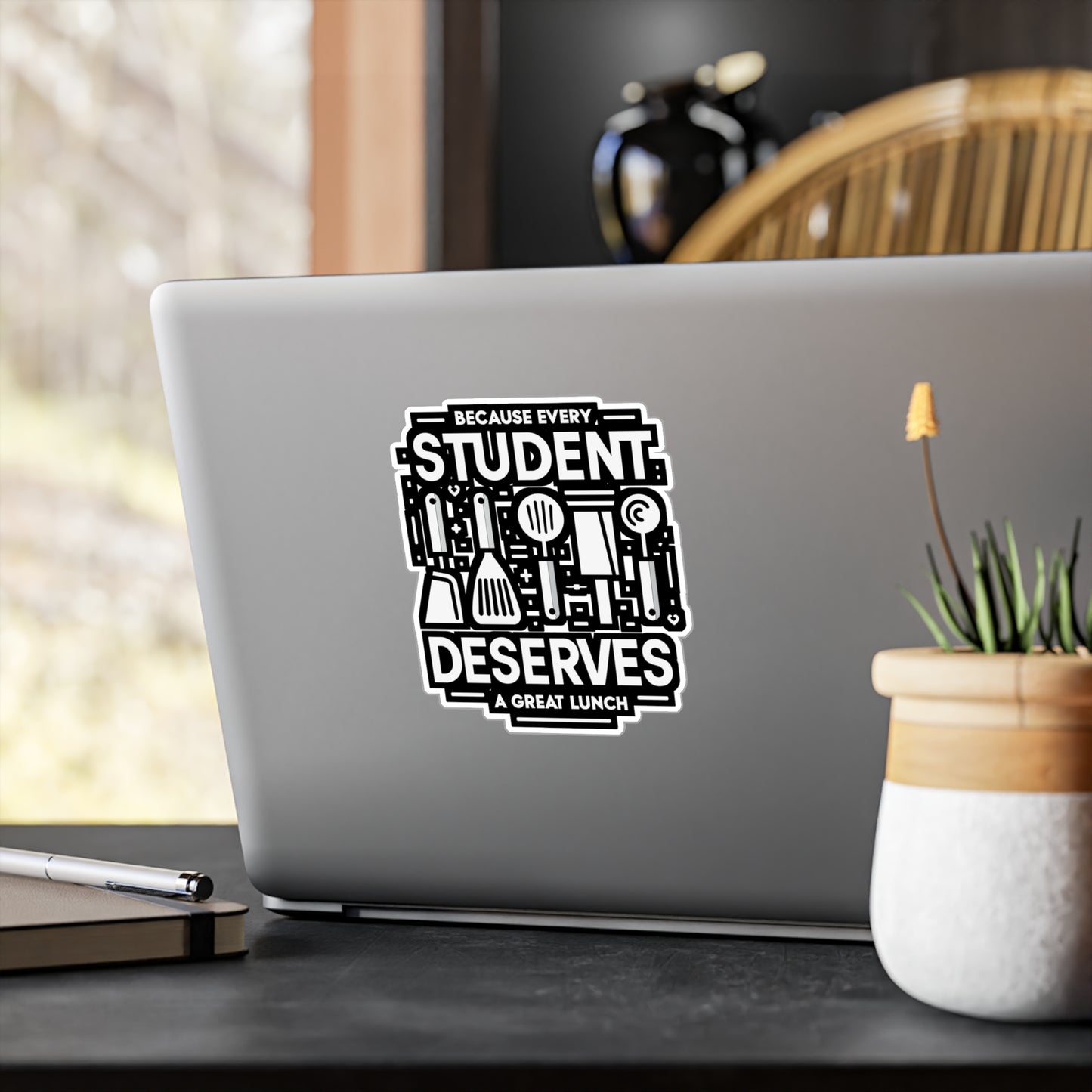 Because every student deserves a great lunch - Lunch lady Sticker for Laptop Sticker. Water Bottle Sticker, Vinyl Lunch Decal - Lunch lady Gift