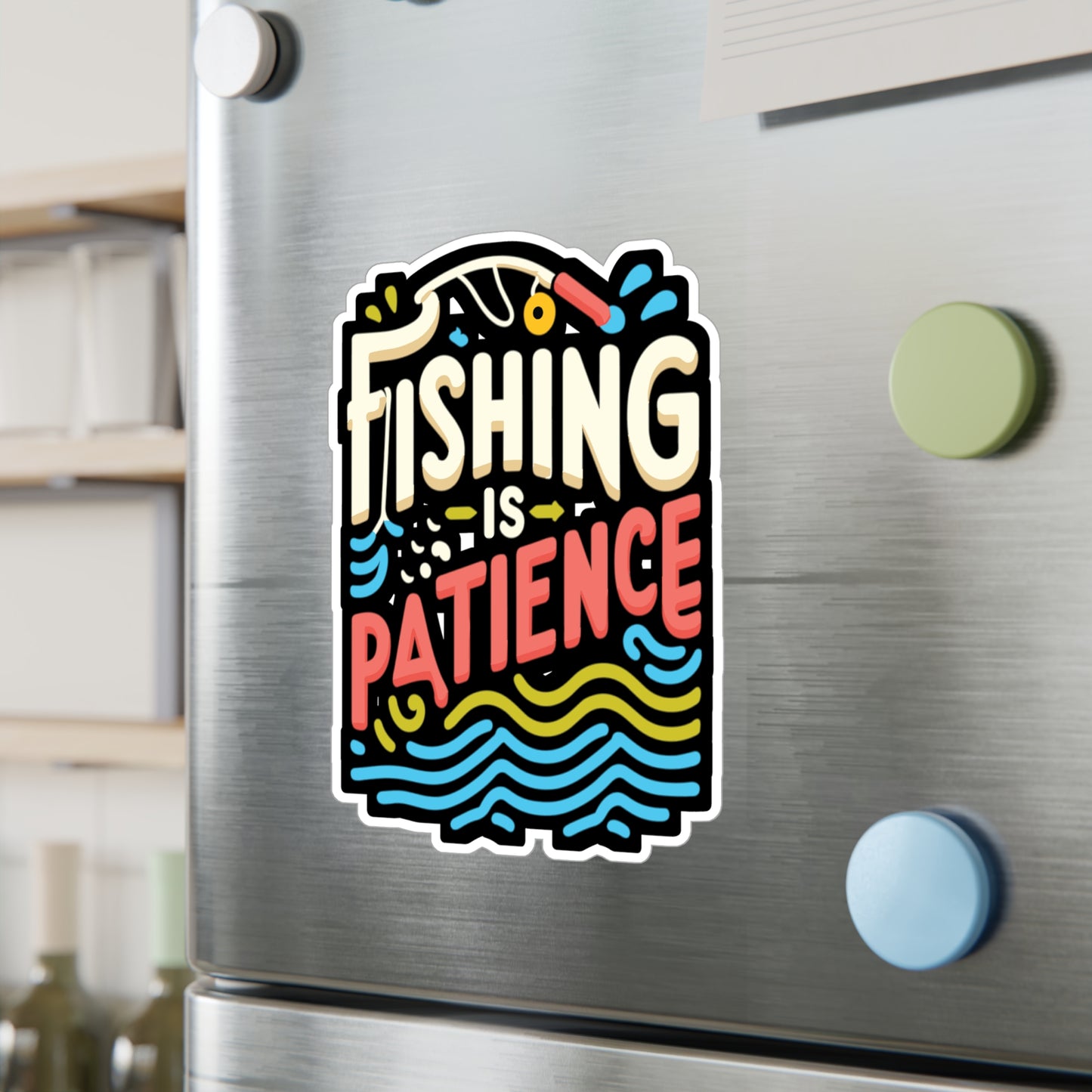 Fishing is patience - Fishing Sticker for Car Window Laptop Sticker. Water Bottle Sticker, Vinyl Angling Decal, Lake Sticker - Fishing Gift