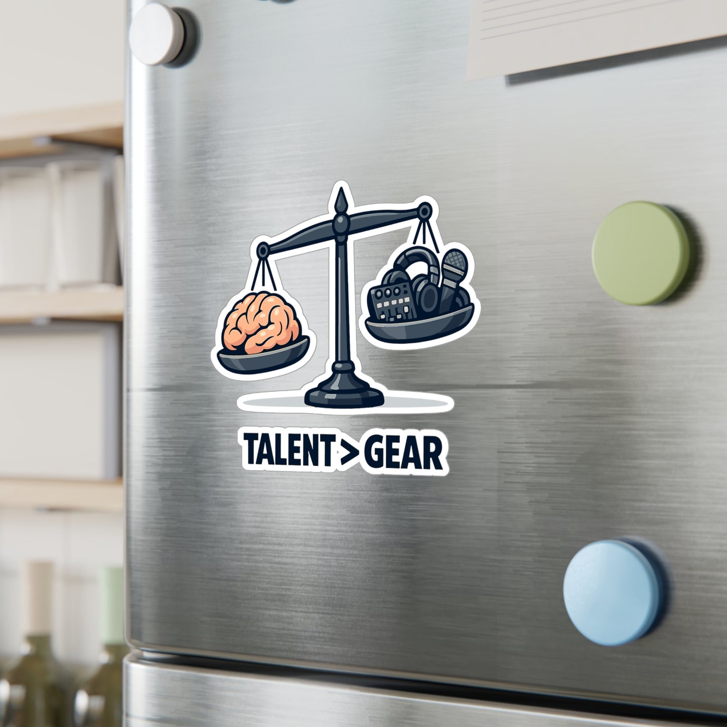Audio Engineer Sticker Talent > Gear – Waterproof Vinyl Decals for Laptop or Water Bottle, Funny Sound Engineer Audio Technician Monitor Design