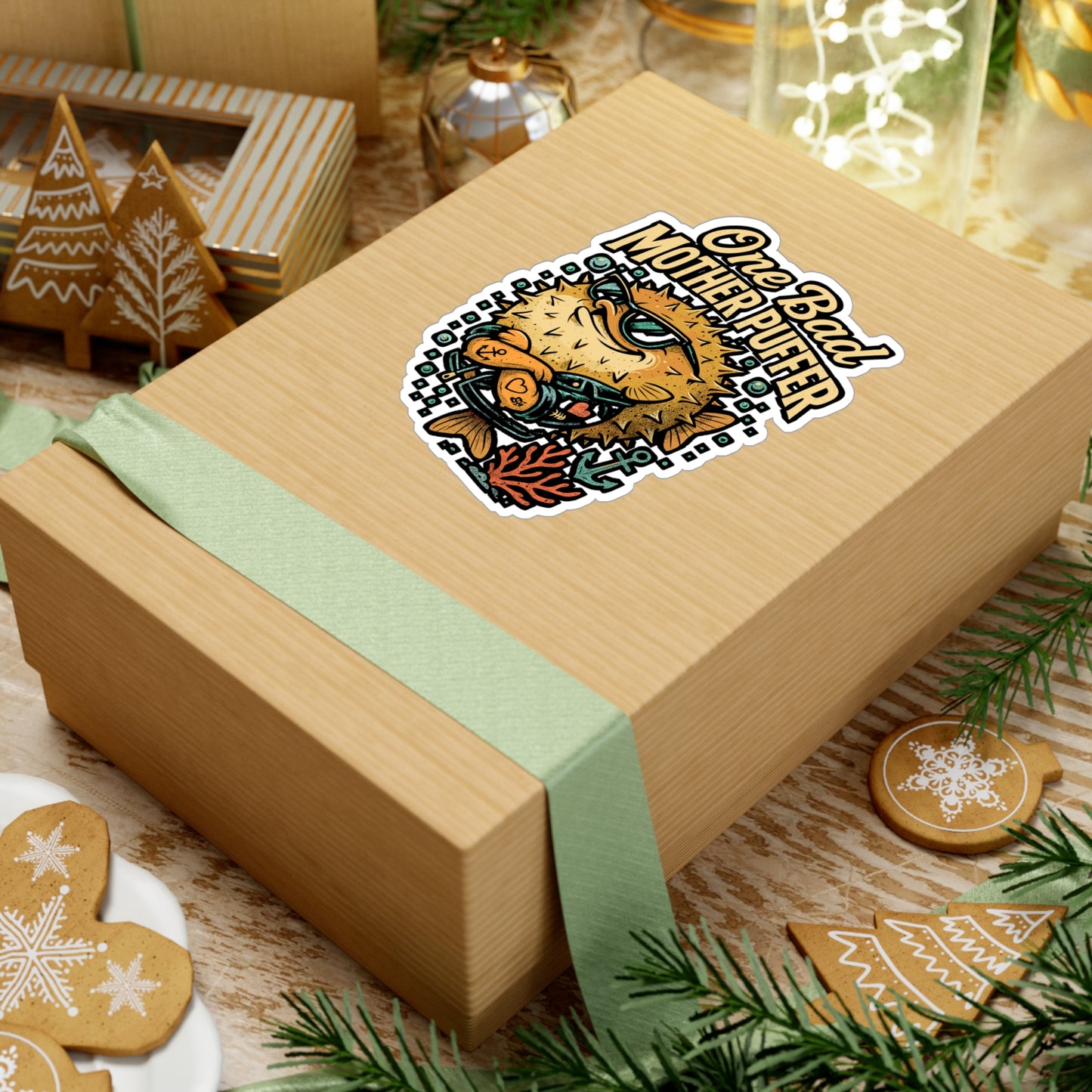 One Bad Mother Puffer – Funny Pufferfish Sticker for Laptop or Water Bottle | Vinyl Underwater Decal, Ocean Lover Gift