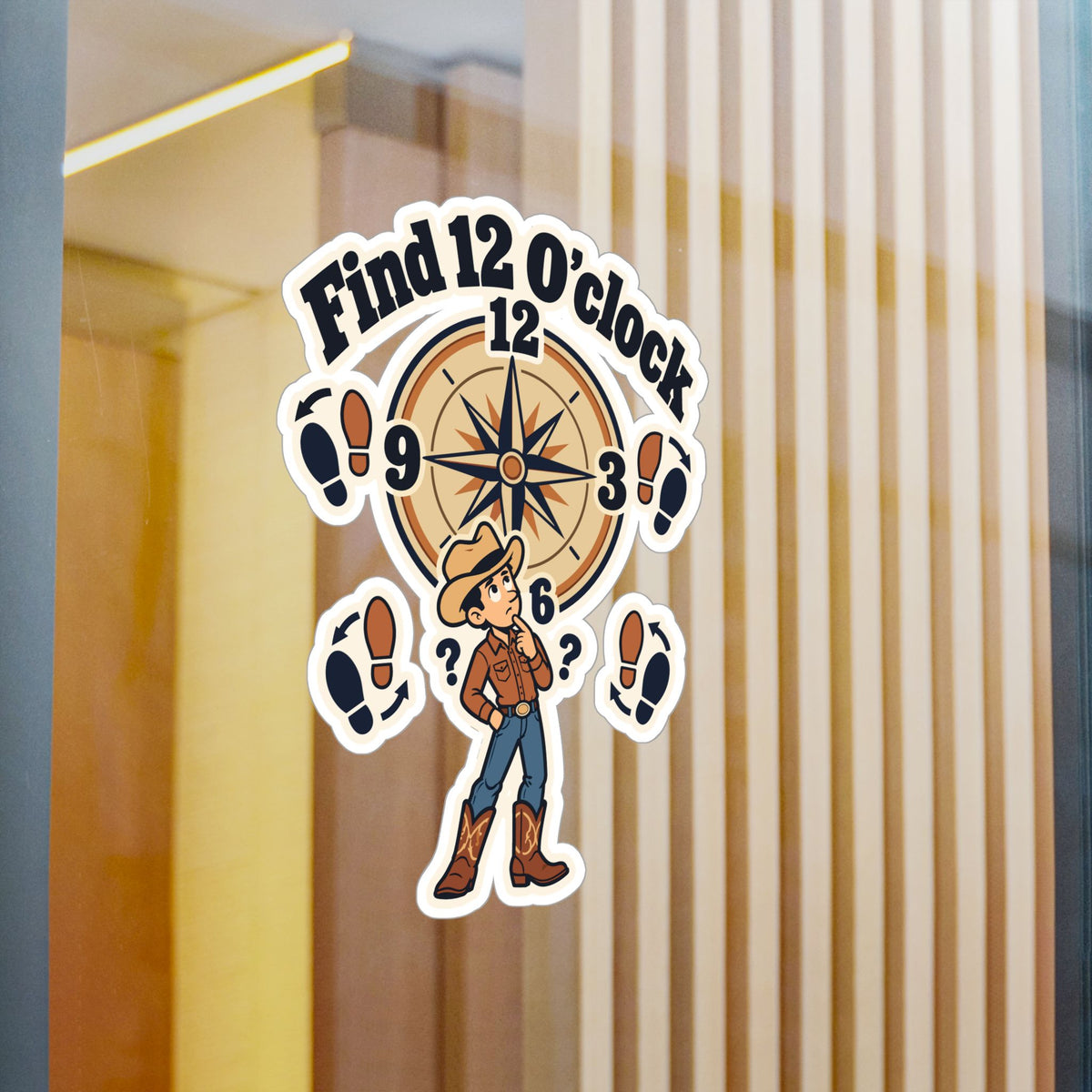 Line Dance Sticker - Find 12 O’clock Design for Country-Life Dancers, Western Decals for Laptop or Water Bottle