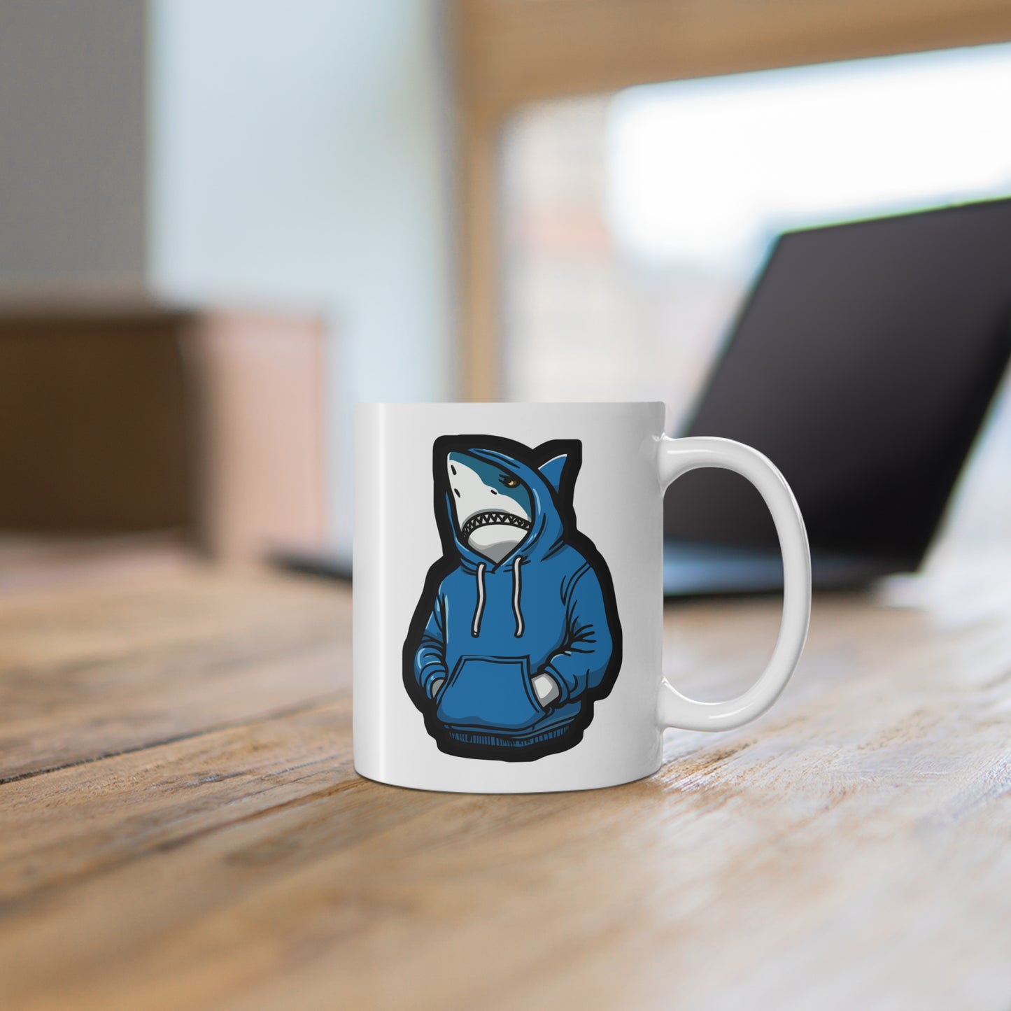 Cool Shark - Cool Mug for Coffee 11oz. Cool Cup, White ceramic, Shark Mug, Hoodie Tea Cup - Cool Gift