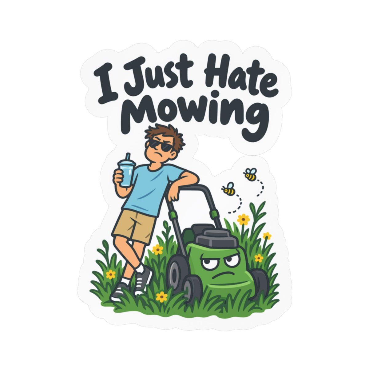 Plants Sticker I Just Hate Mowing - Funny Dandelion Decals for Laptop or Water Bottle, Friendship Gift for Nature Lovers
