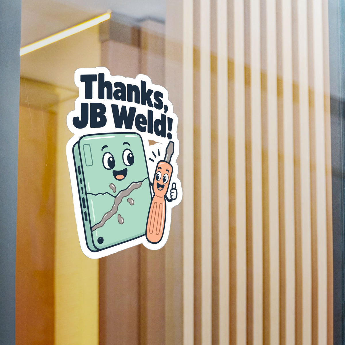 Upcycling Sticker - Thanks Jb Weld Design, Recycling Art Decals for Laptop and Water Bottle, Celebrating Sustainability