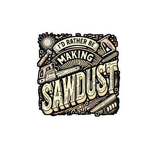 I'd Rather Be Making Sawdust – Carpenter Sticker for Laptop or Water Bottle | Vinyl Woodworker Decal, Funny Carpenter Gift