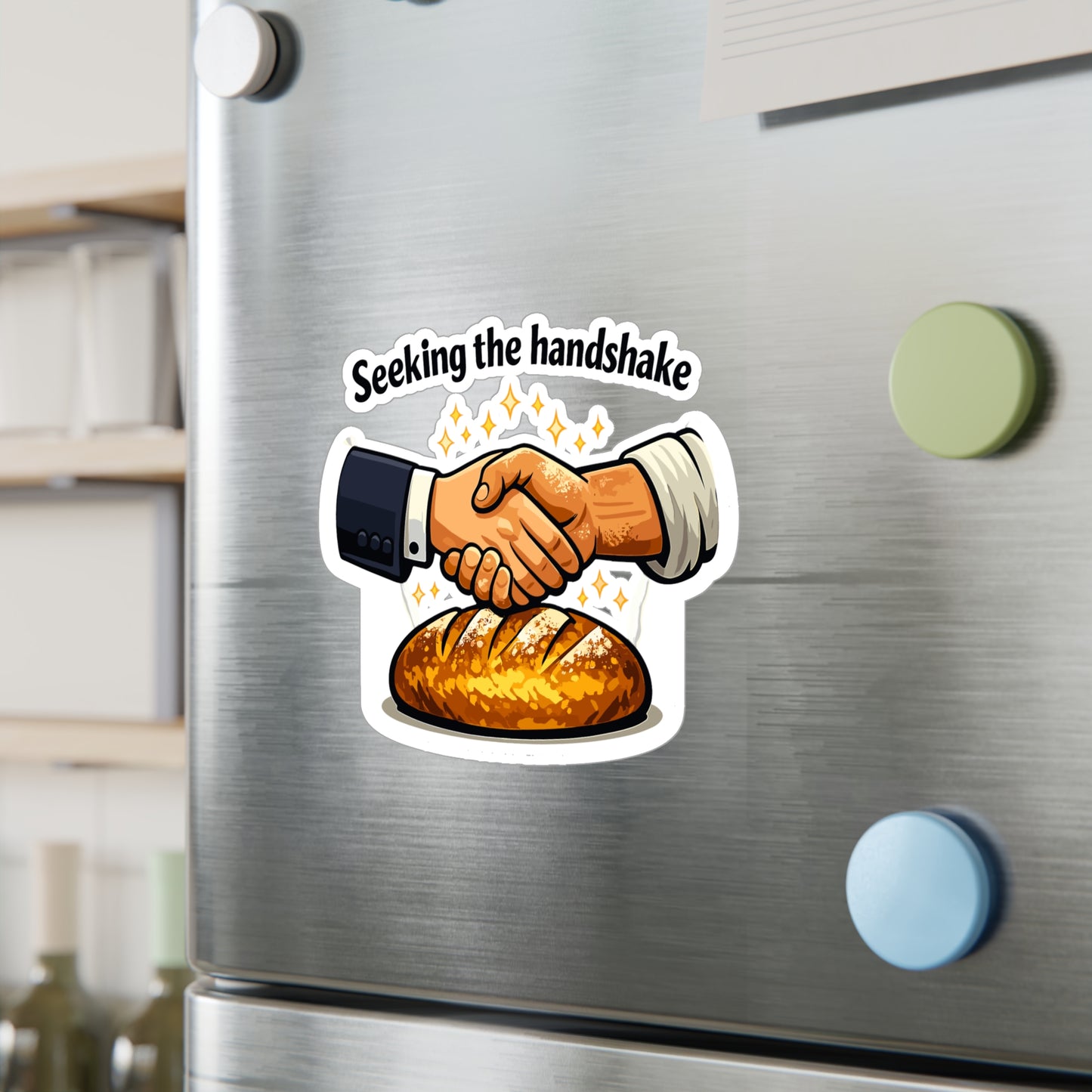 Baking Sticker Seeking the Handshake Sourdough Baker Funny Vinyl Waterproof Decals for Laptop Water Bottle, No Soggy Vibes
