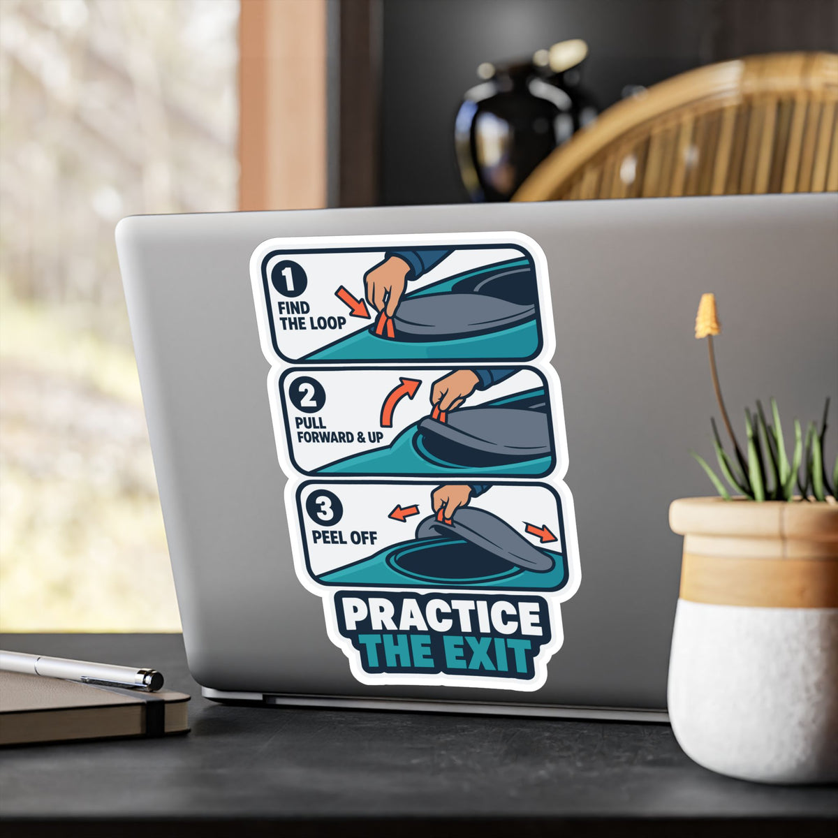Kayak Sticker - Practice the Exit, Kayaking and Rowing Decals for a Kayaker's Laptop or Water Bottle