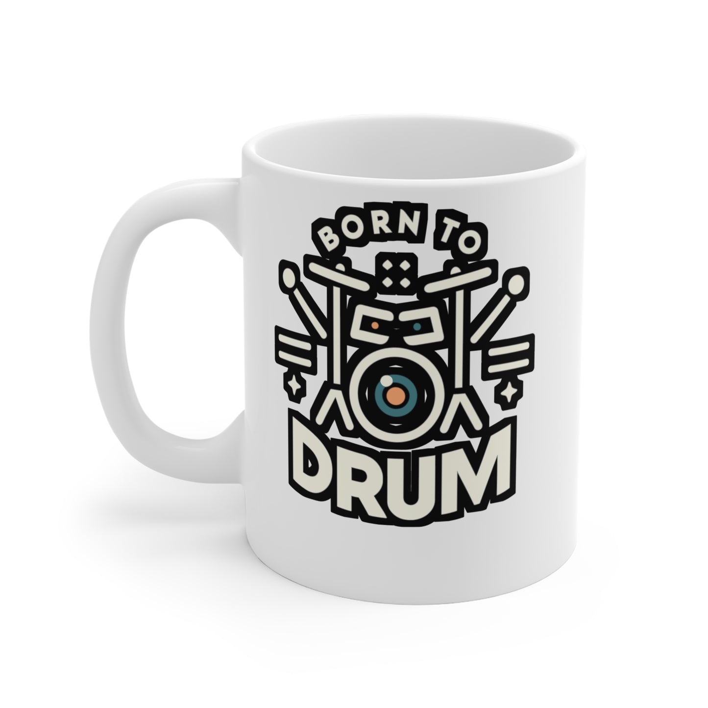 Born to drum - Audio-engineer Mug for Coffee 11oz. Audio-engineer Cup, White ceramic, Monitor Mug - Audio-engineer Gift