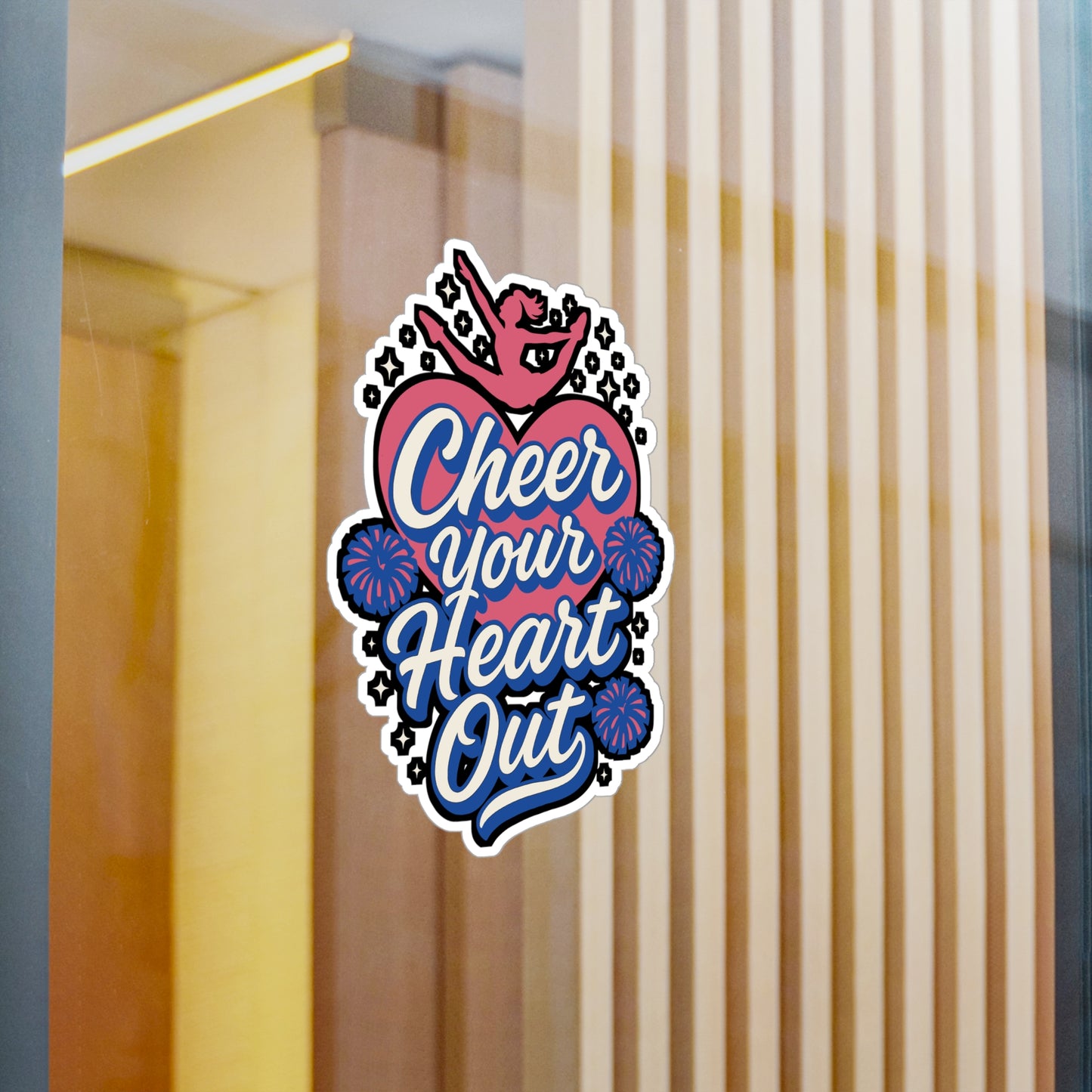 Cheer Your Heart Out – Cheerleader Sticker for Laptop, Water Bottle & Spirit Squad Gifts