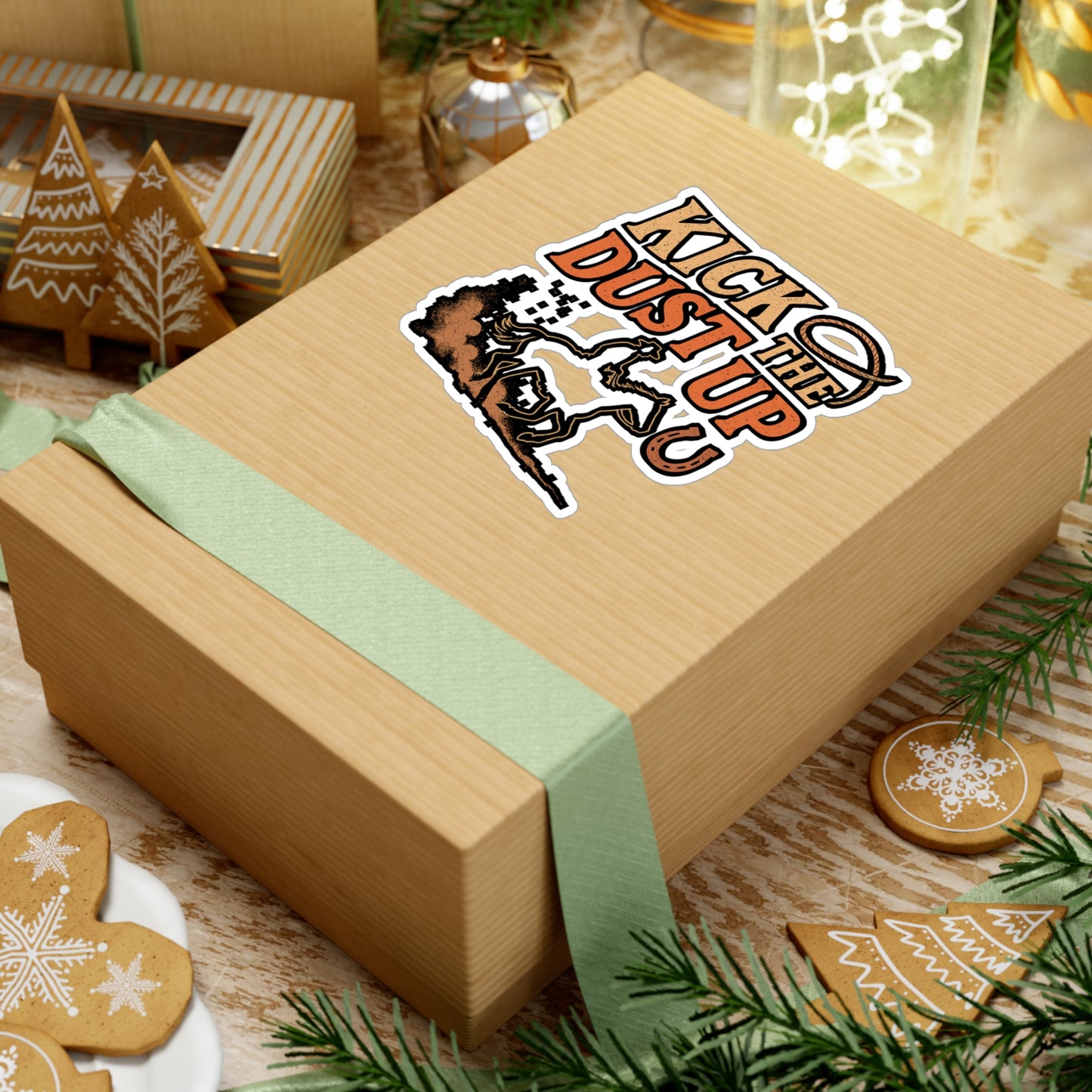 Kick The Dust Up – Cowboy Sticker for Car, Laptop, or Water Bottle | Rodeo Vinyl Decal, Western Gift, Bucking Horse Design