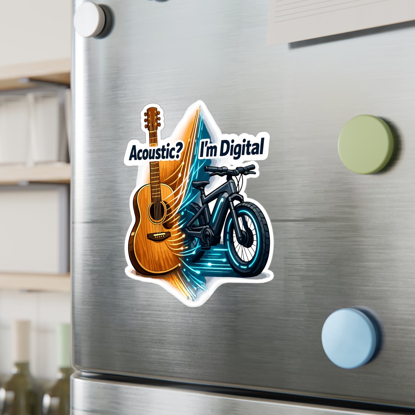 E-Bike Sticker Acoustic? I’m Digital Funny E Cycling Electric Bike Decals Waterproof Vinyl Sticker for Laptop Water Bottle