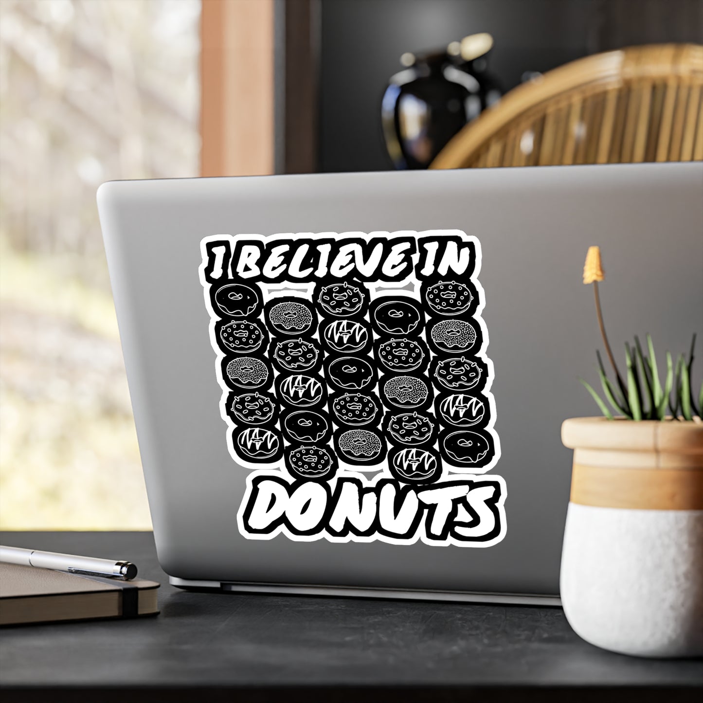 I Believe in Donuts - Donut Sticker for Car Window Laptop Sticker. Water Bottle Sticker, Vinyl Food Decal, Donuts Sticker - Donut Gift