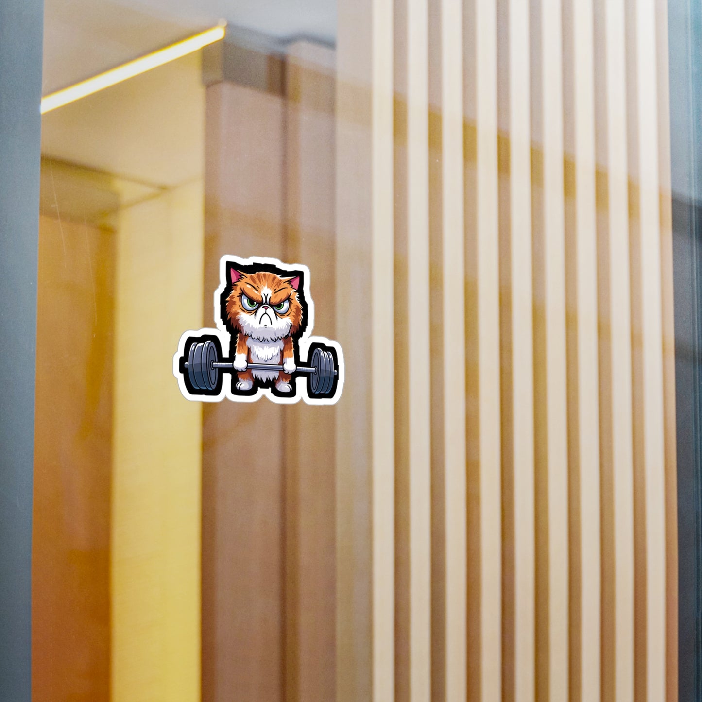 Deadlift Cat Bodybuilding - Weightlifting Sticker for Laptop Sticker. Water Bottle Sticker, Vinyl Muscles Decal - Weightlifting Gift