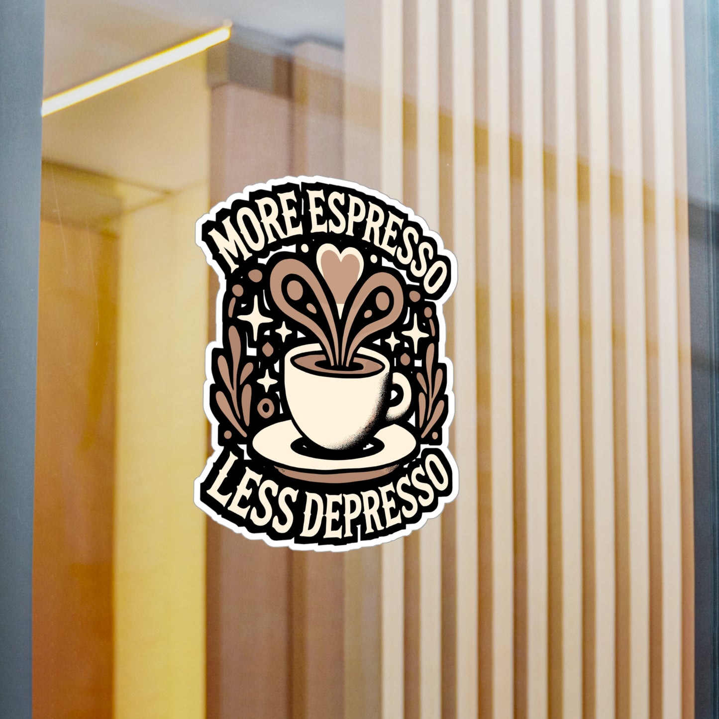 More Espresso Less Depresso - Espresso Sticker for Laptop Sticker. Water Bottle Sticker, Vinyl Coffee Decal - Espresso Gift