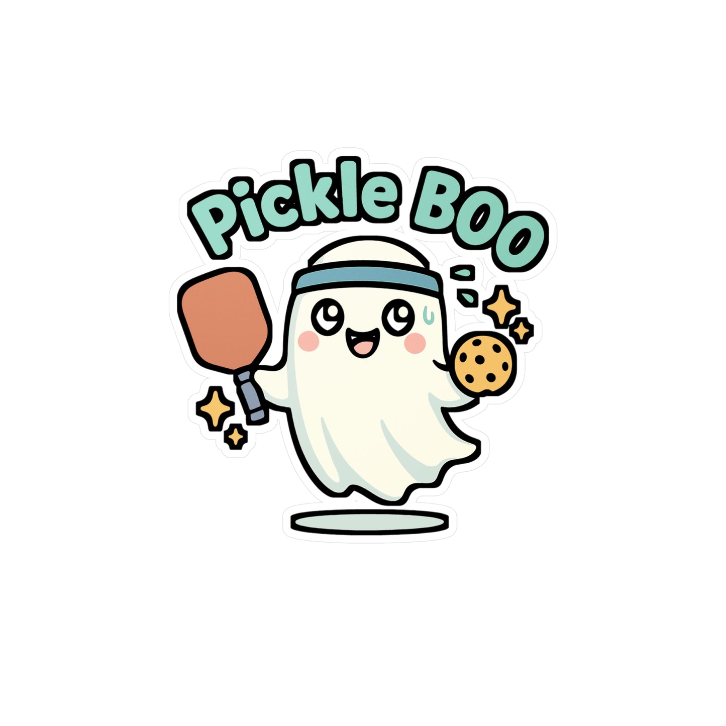 Ghost Sticker – Pickle Boo Spooky Pickleball Paddle Decals, Vinyl Waterproof Stickers for Laptop, Water Bottle, Halloween Decor