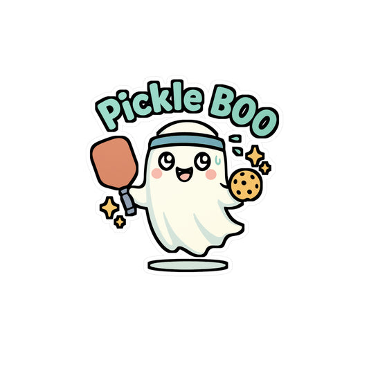 Ghost Sticker – Pickle Boo Spooky Pickleball Paddle Decals, Vinyl Waterproof Stickers for Laptop, Water Bottle, Halloween Decor