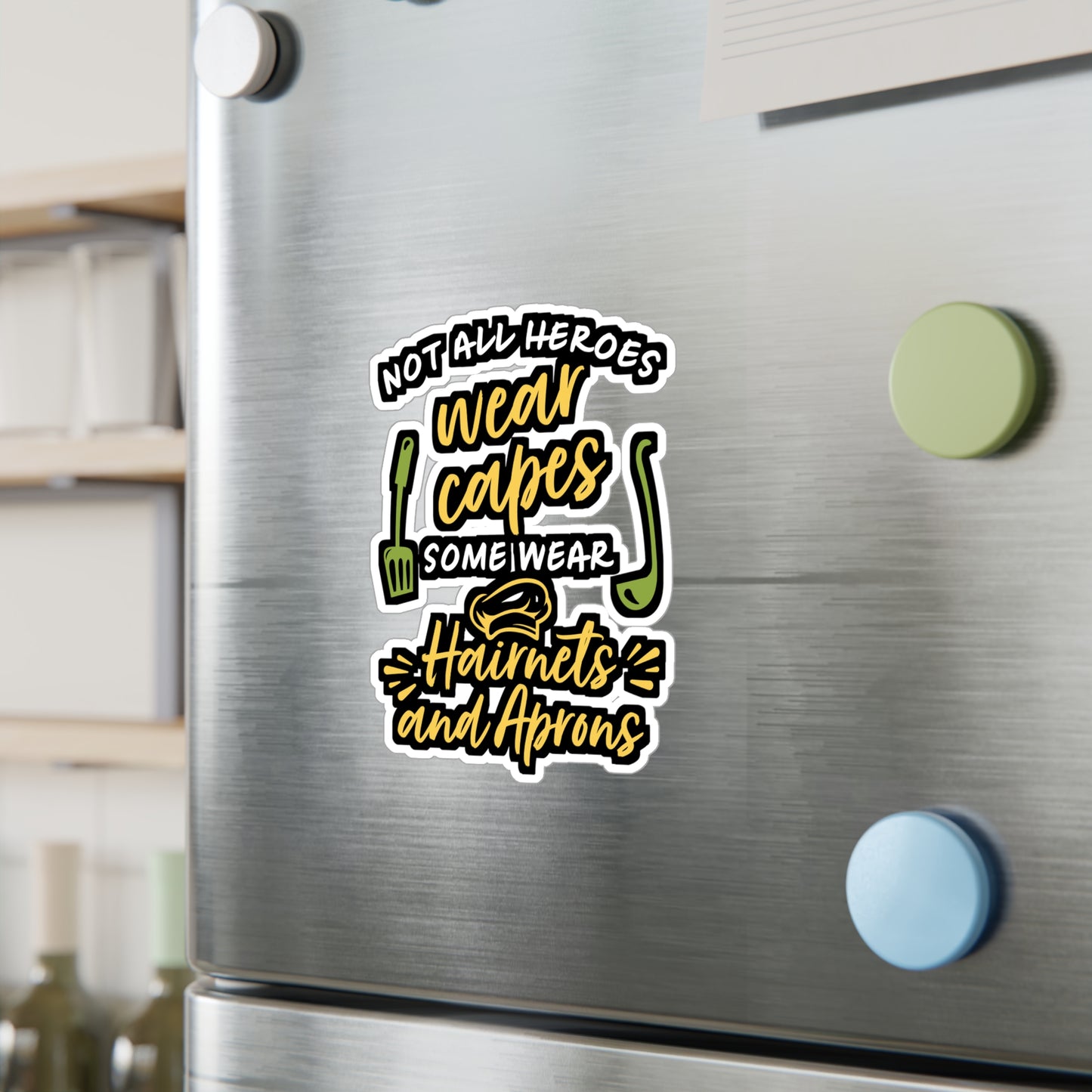 Not All Heroes Wear Capes Some Wear Hairnet And Aprons | Lunch lady Sticker | Lunch Decals | Lunch lady Gift