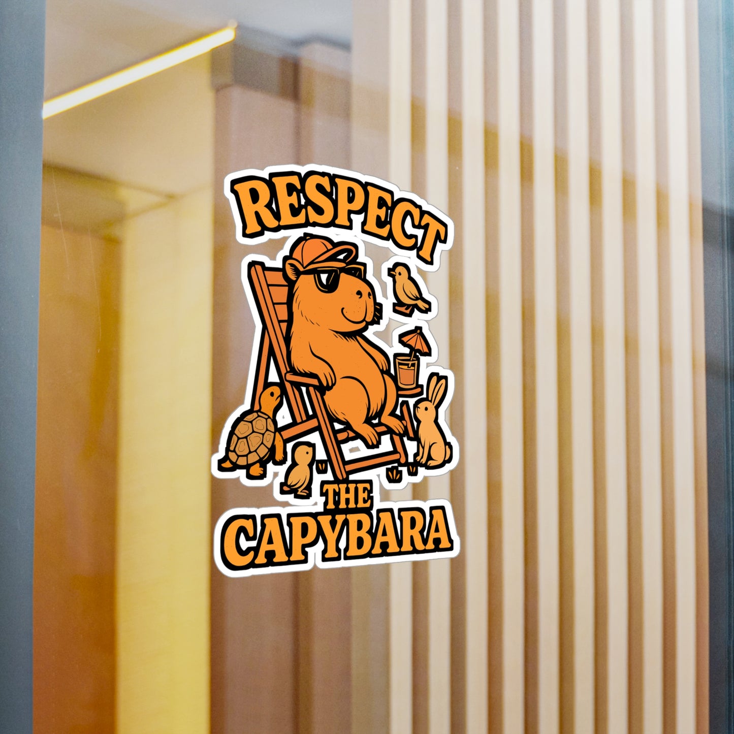Respect The Capybara – Funny Capybara Sticker for Laptop or Water Bottle | Cute Animal Vinyl Decal | Capybara Lover Gift