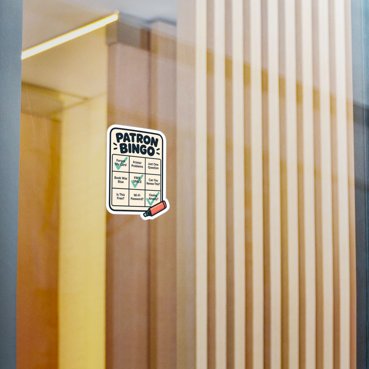 Librarian Sticker - Patron Bingo with a Fabulous Magical Unicorn, Decals for Laptop and Water Bottle