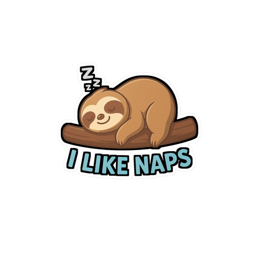 Sloth Sticker – "I Like Naps" Cute Sloth Decals for Laptop & Water Bottle, Waterproof Vinyl, Perfect for Sleepy Relaxation & Laziness Fans