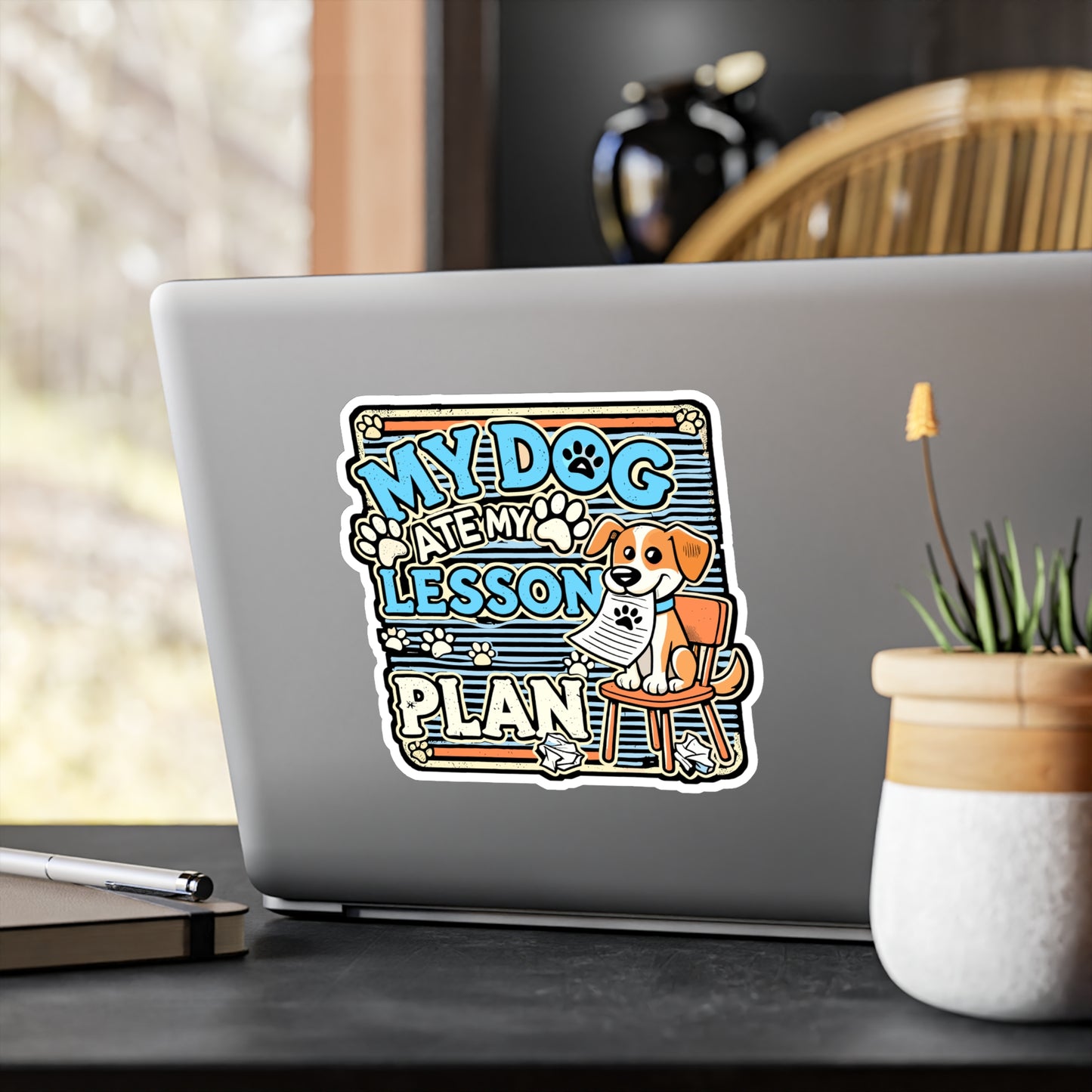 My Dog Ate My Lesson Plan – Funny Teacher Sticker for Laptop or Water Bottle | Back to School Vinyl Decal, Gift for Educators