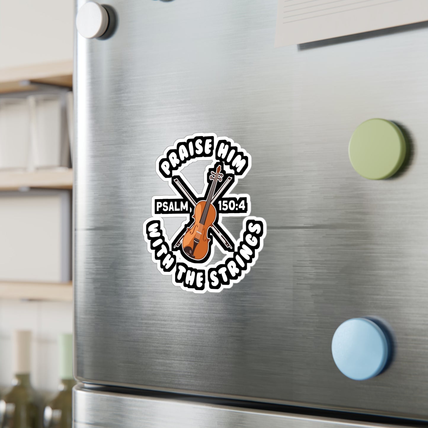 Praise Him With The Strings - Teacher Sticker for Laptop Sticker. Water Bottle Sticker, Vinyl Musical Decal - Teacher Gift