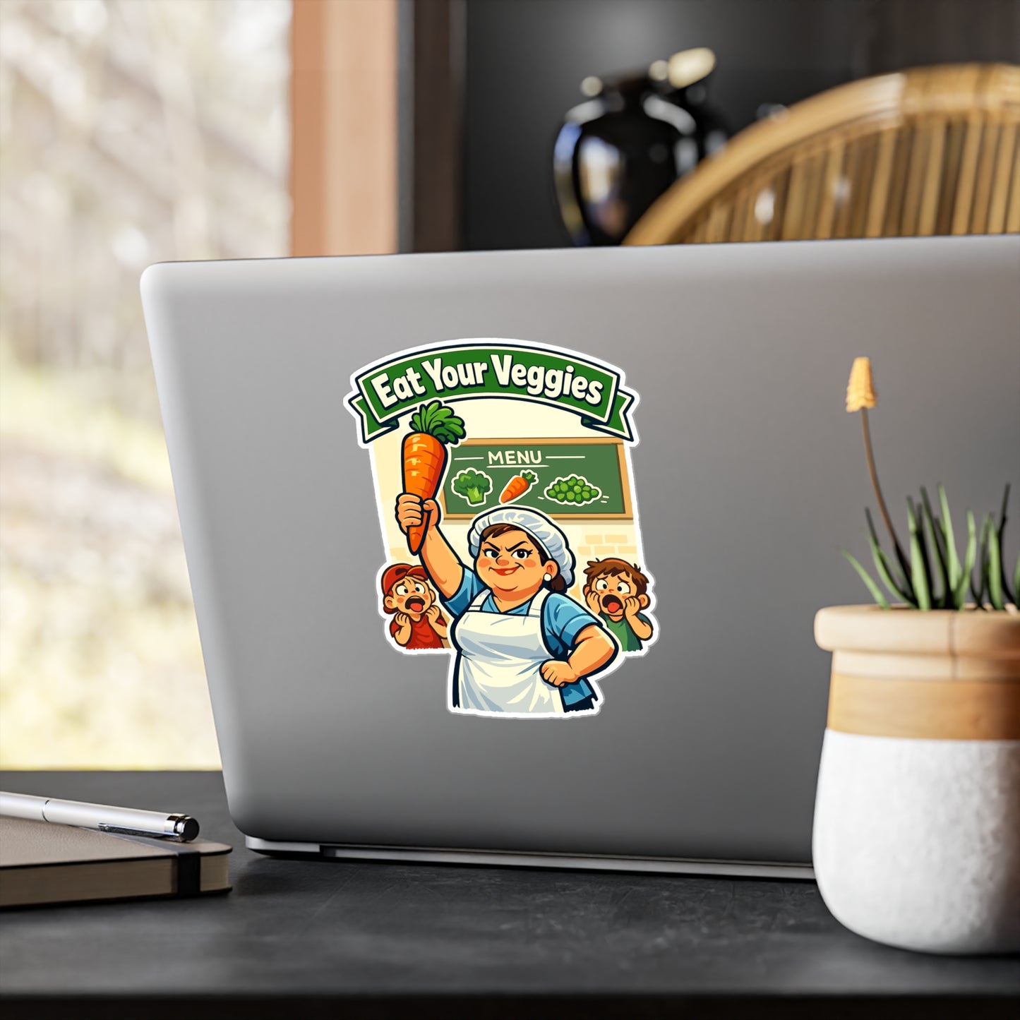 Lunch Lady Sticker Eat Your Veggies Funny School Canteen Vinyl Waterproof decals for Laptop Water Bottle