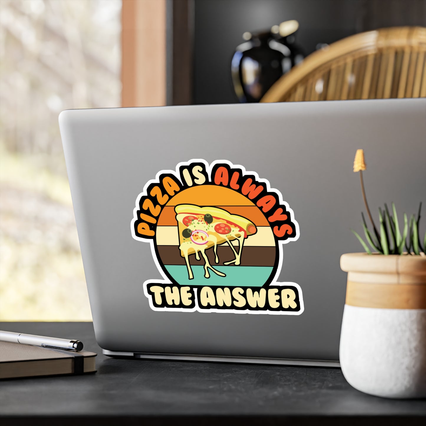 Pizza Is Always The Answer - Pizza Sticker for Laptop Sticker. Water Bottle Sticker, Vinyl Pyramid Decal - Pizza Gift
