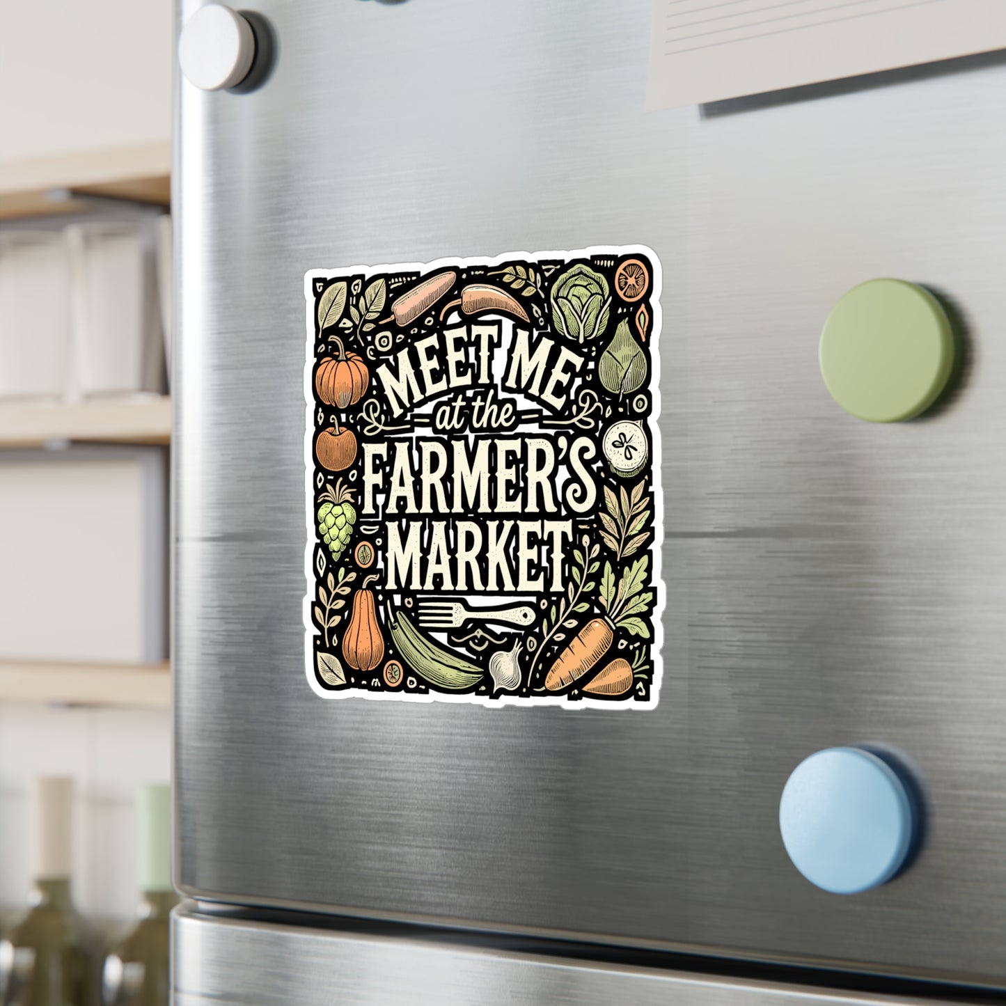 Meet Me At The Farmer's Market – Vinyl Sticker for Laptop or Water Bottle | Tractor Decal & Rustic Farm Gift