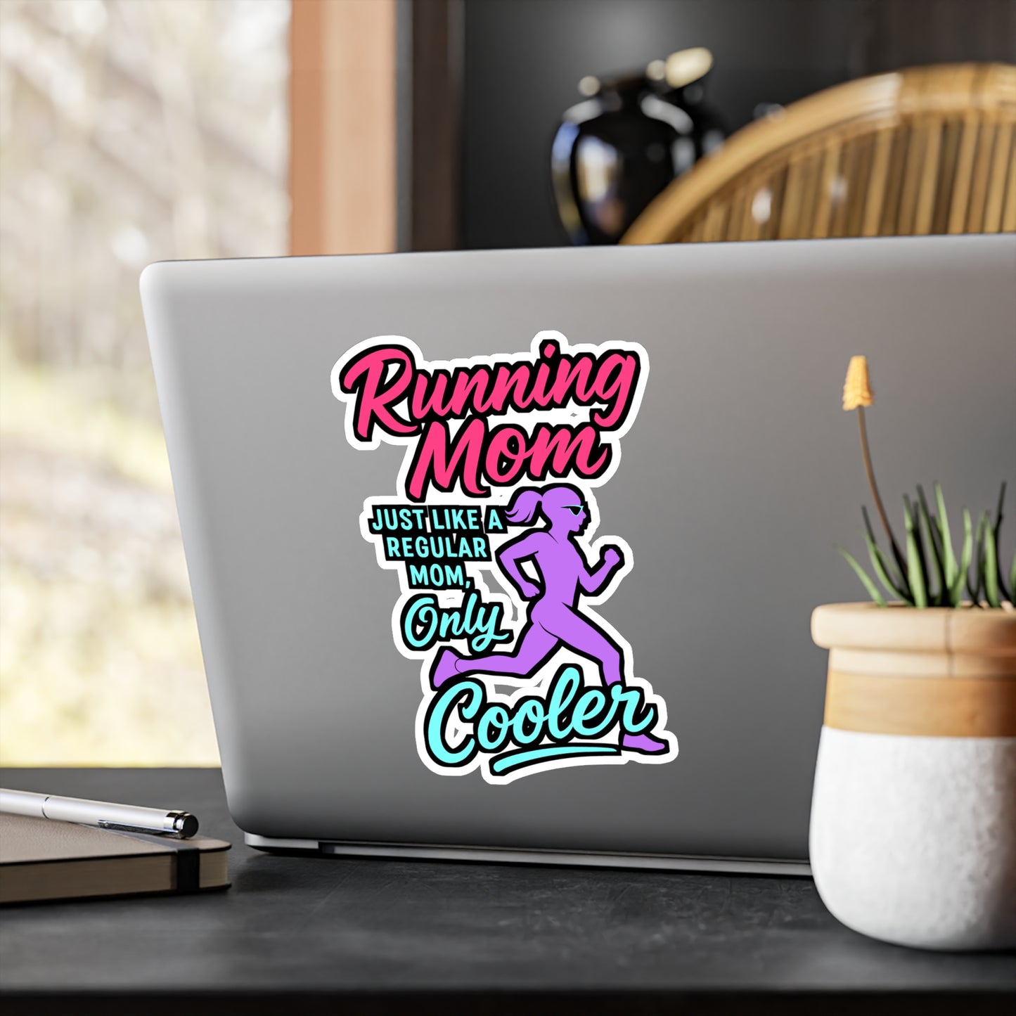 Running Mom – Just Like a Regular Mom Only Cooler | Vinyl Running Sticker for Laptop or Water Bottle | Marathon Gift for Runners