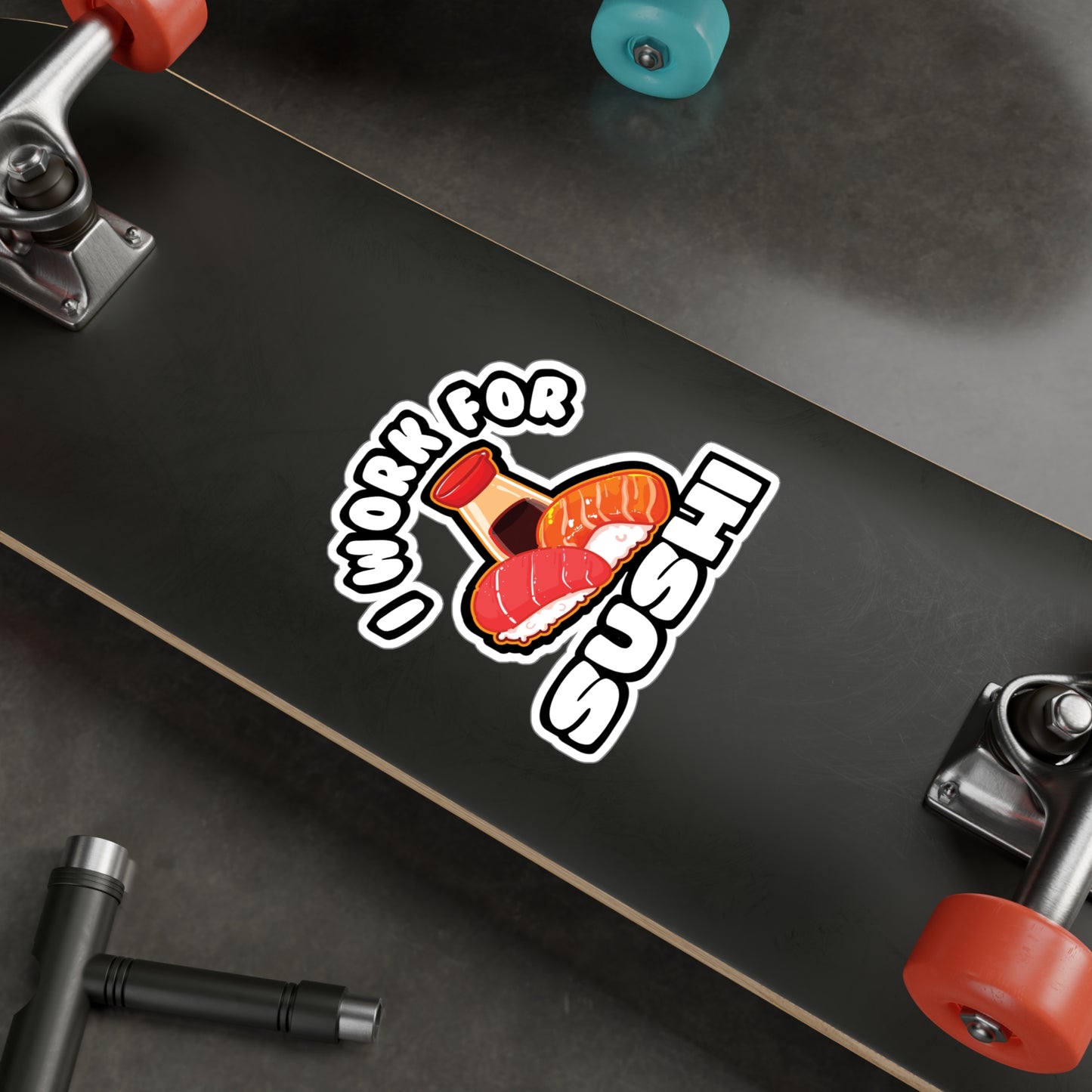 I Work For Sushi - Japan Sticker for Car Window Laptop Sticker. Water Bottle Sticker, Vinyl Japanese Decal, Gift idea Sticker - Japan Gift