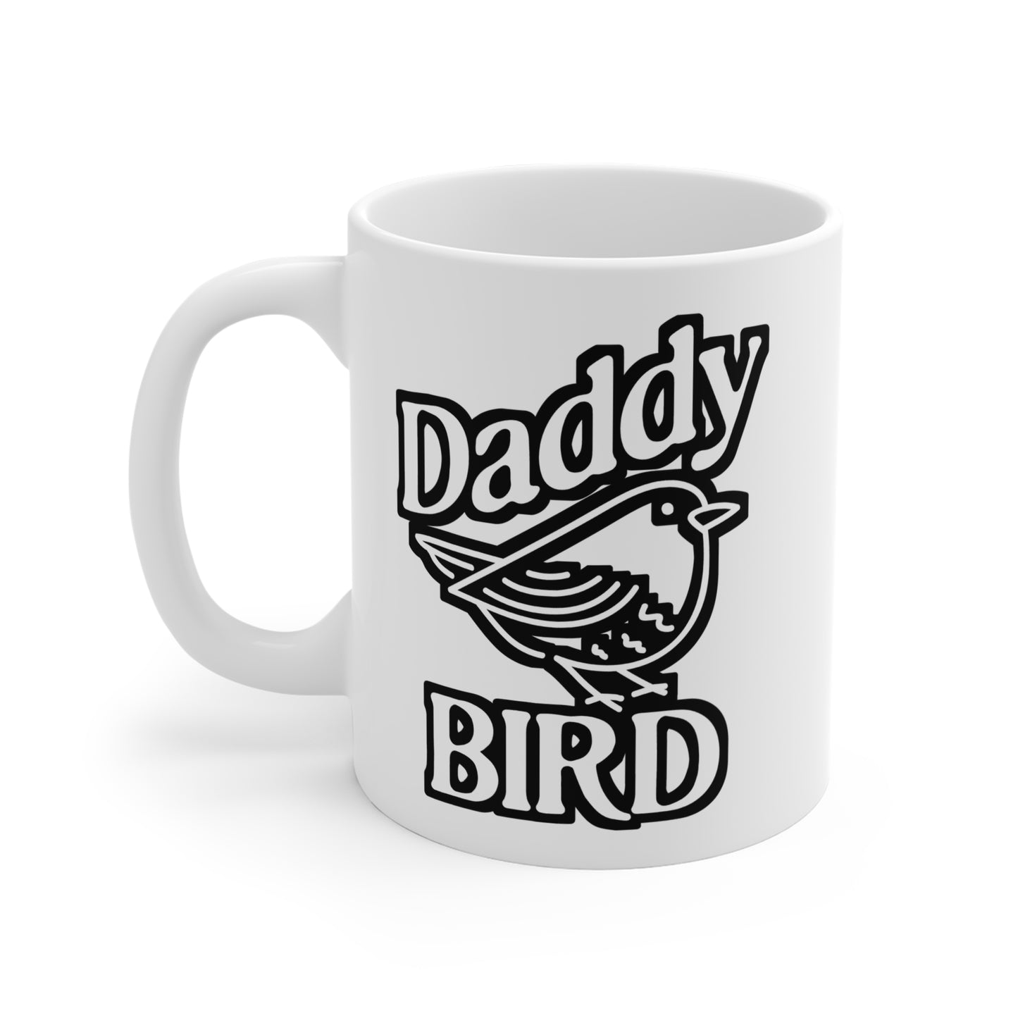 Daddy Bird - Birdwatcher Mug for Coffee 11oz. Birdwatcher Cup, White ceramic, Binocular Mug, Bird nerd Tea Cup - Birdwatcher Gift