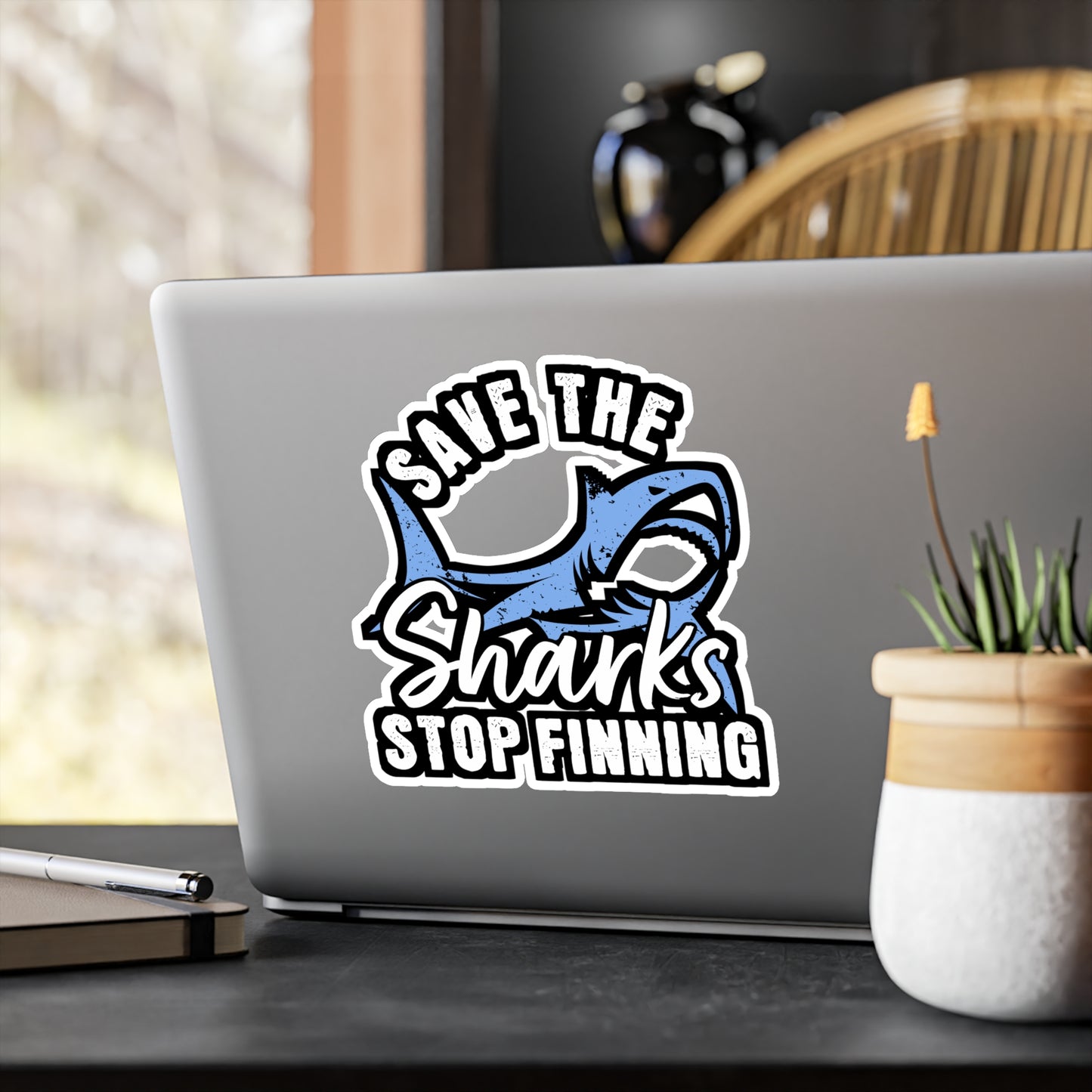 Save The Sharks Stop Finning - Sharks Sticker for Laptop Sticker. Water Bottle Sticker, Vinyl Marine Decal - Sharks Gift